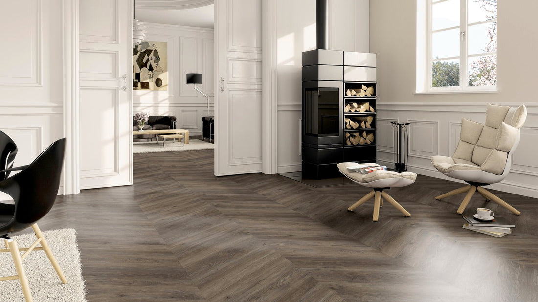 LVT Vinilinės grindys PERFORM Oak Canberra Chevron - Kiliminesplyteles.lt