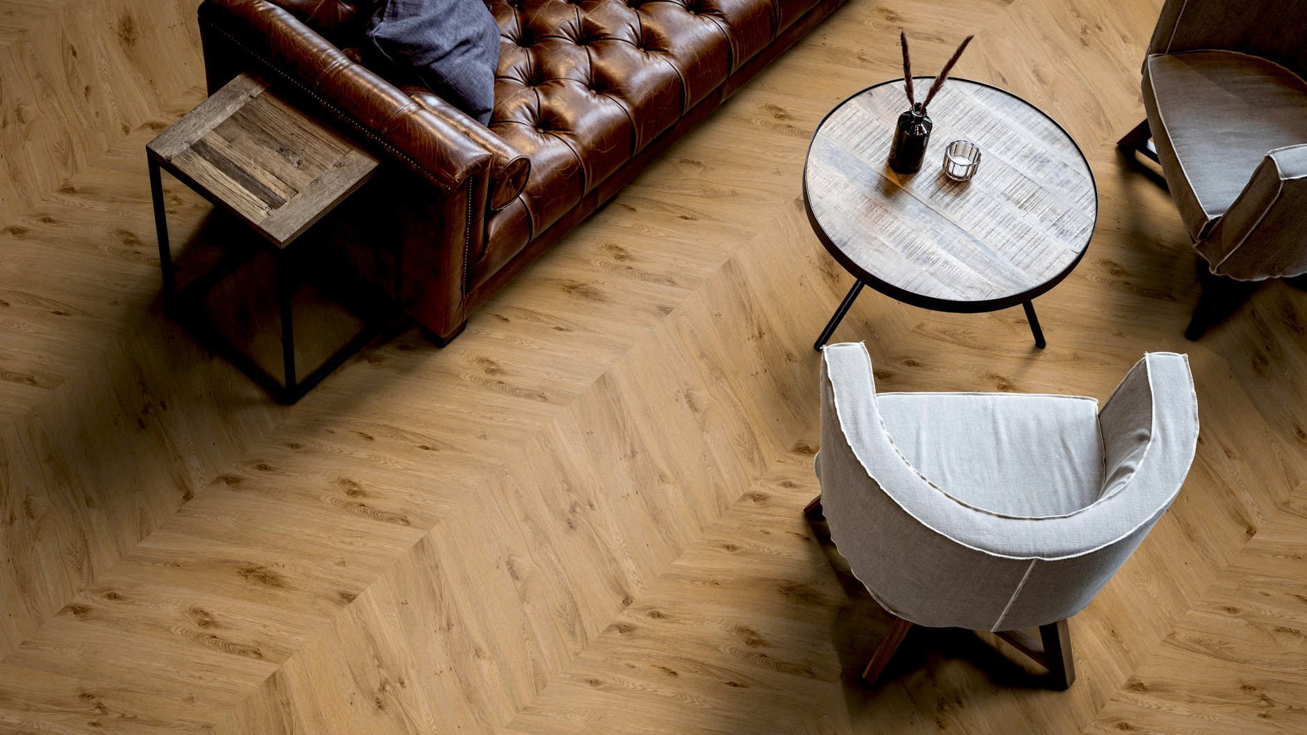 LVT Vinilinės grindys PERFORM Oak York Chevron - Kiliminesplyteles.lt