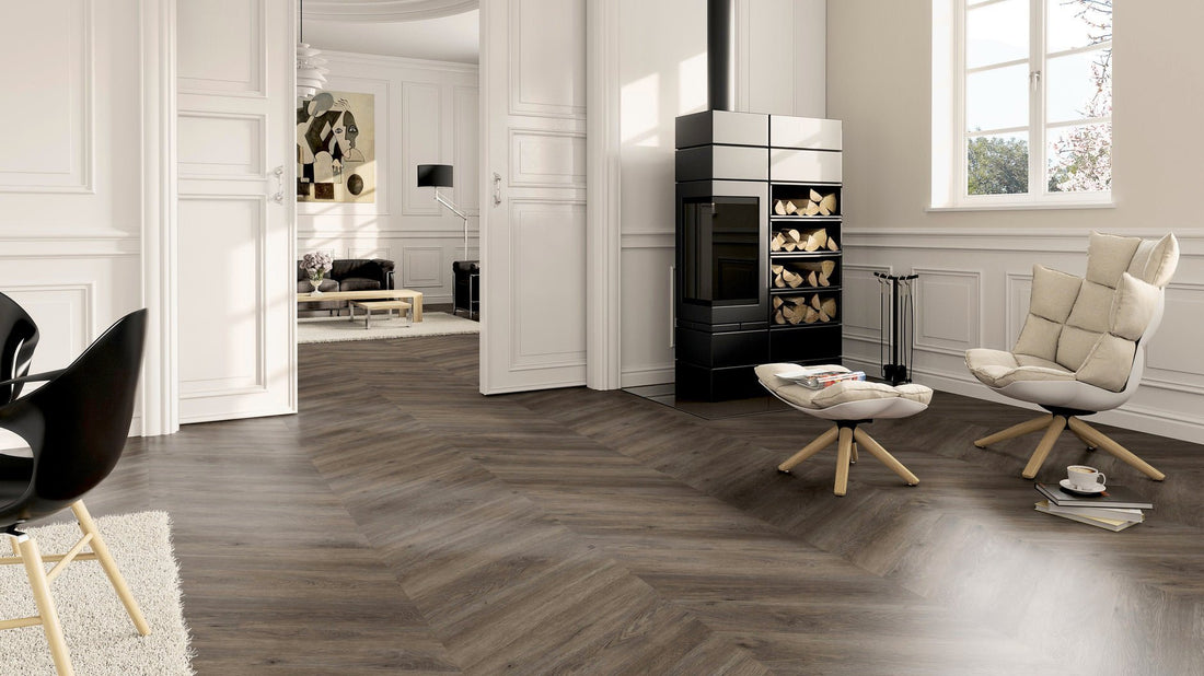 LVT Vinilinės grindys PRO Oak Canberra Chevron - Kiliminesplyteles.lt