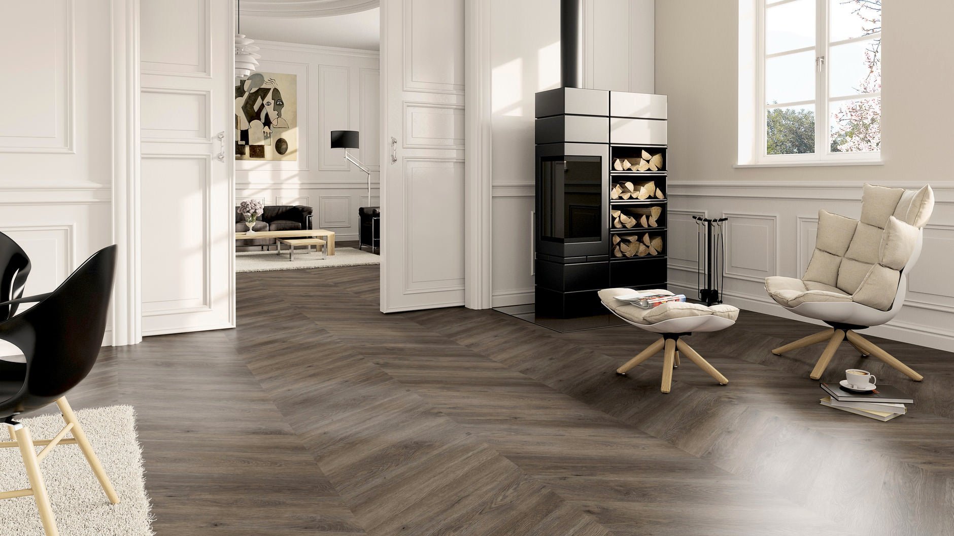 LVT Vinilinės grindys PRO Oak Canberra Chevron - Kiliminesplyteles.lt