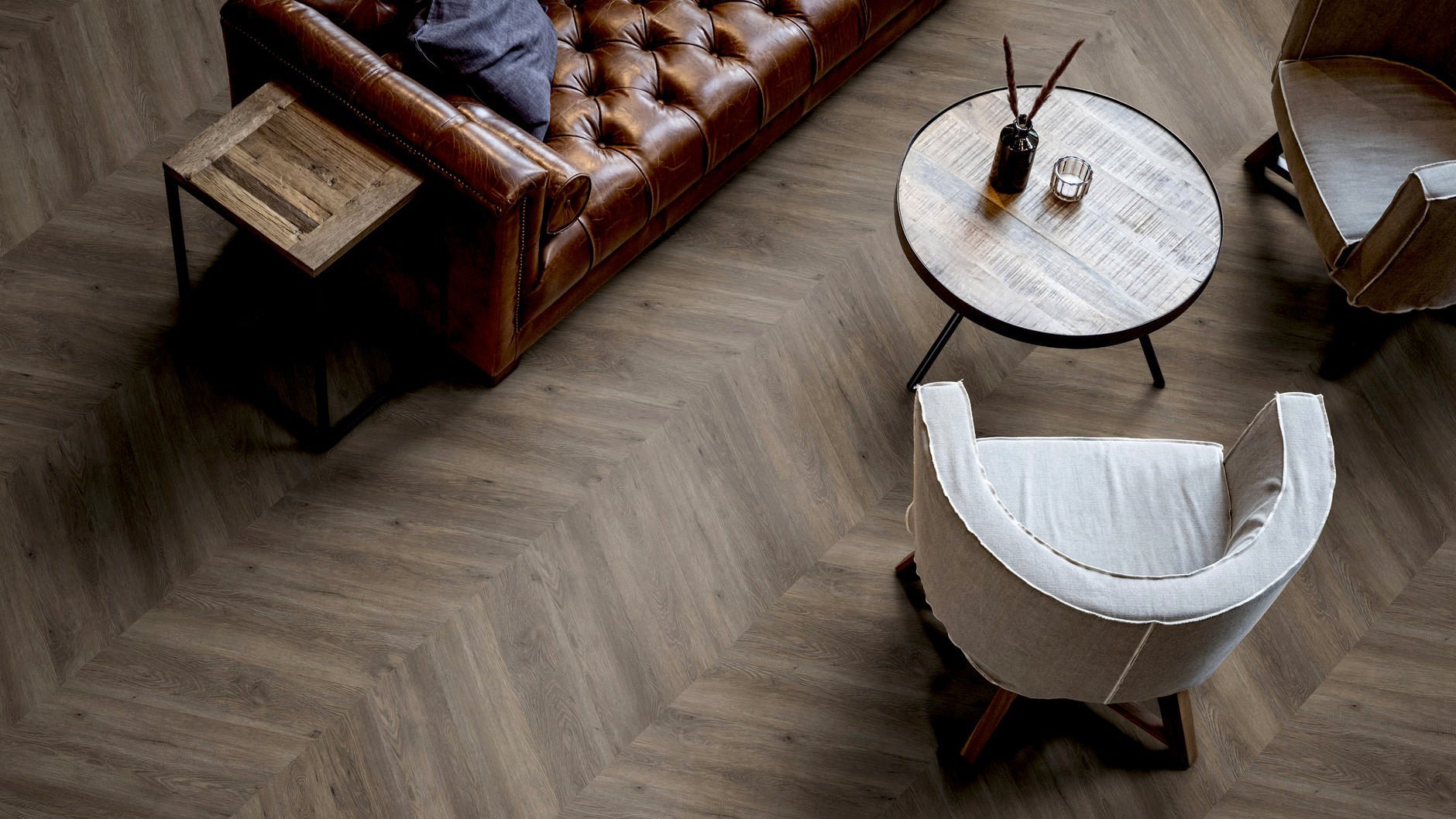 LVT Vinilinės grindys PRO Oak Canberra Chevron - Kiliminesplyteles.lt