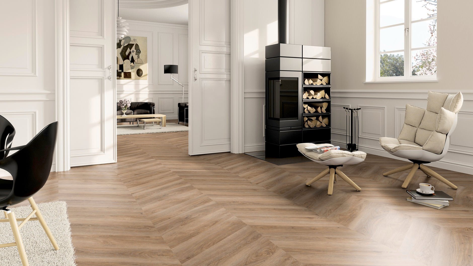 LVT Vinilinės grindys PRO Oak Malaga Chevron - Kiliminesplyteles.lt
