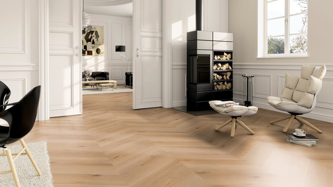LVT Vinilinės grindys PRO Oak Rotterdam Chevron - Kiliminesplyteles.lt
