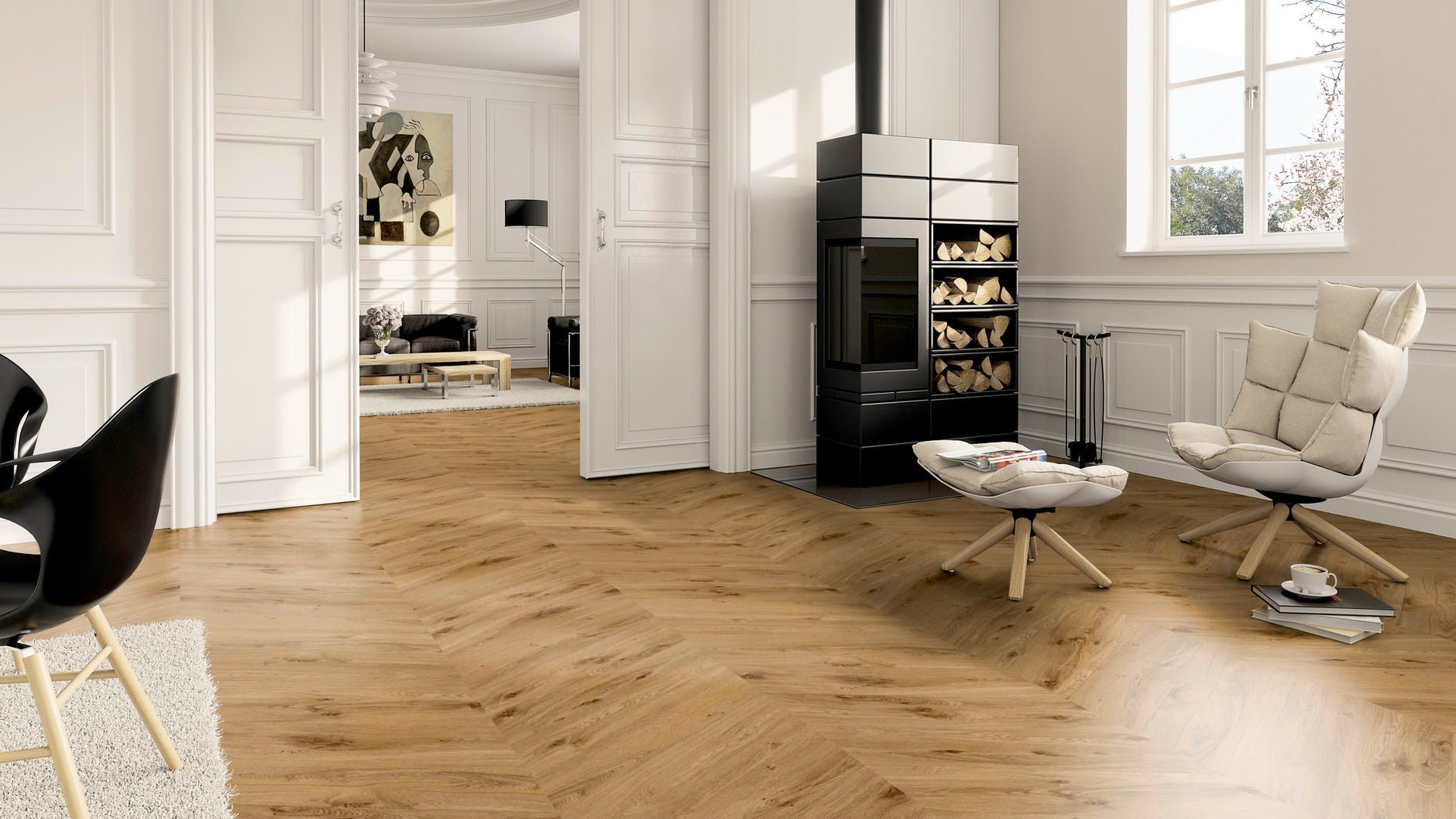 LVT Vinilinės grindys PRO Oak York Chevron - Kiliminesplyteles.lt